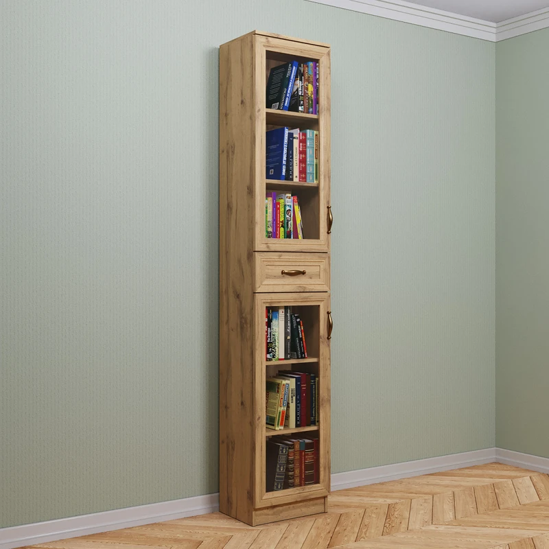 Книжный шкаф 1/7 дуб крафт золотой