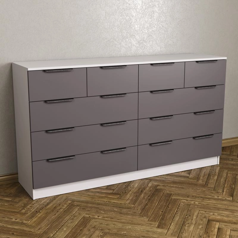 Большой комод "прато" для спальни цвет вена серый фото 1