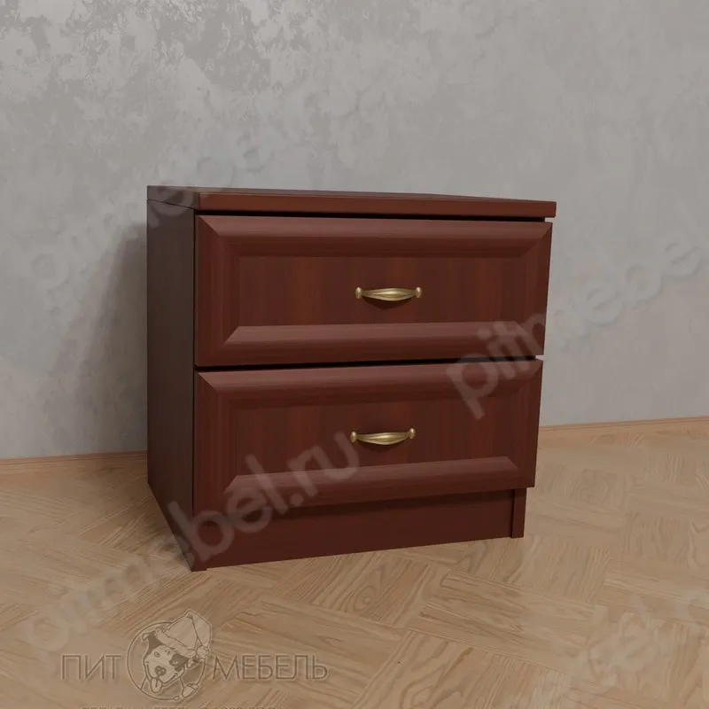Маленький комод для спальни с двумя выдвижными ящиками цвета белый глянец фото 1