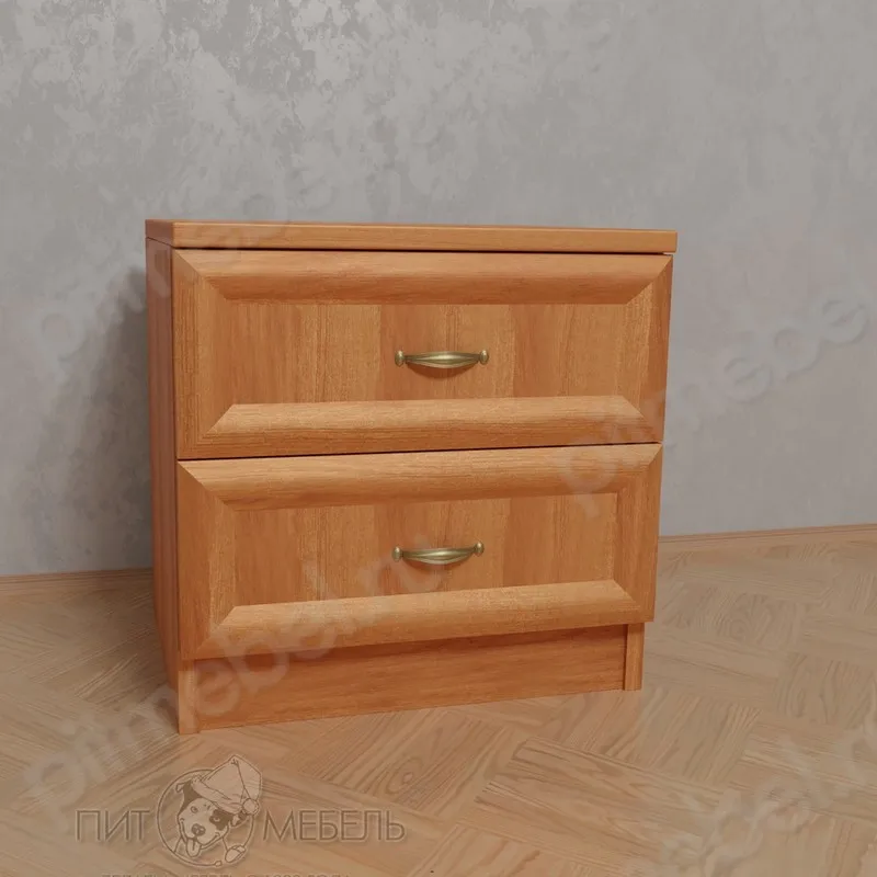 Маленький комод для спальни с двумя выдвижными ящиками цвета белый глянец фото 1