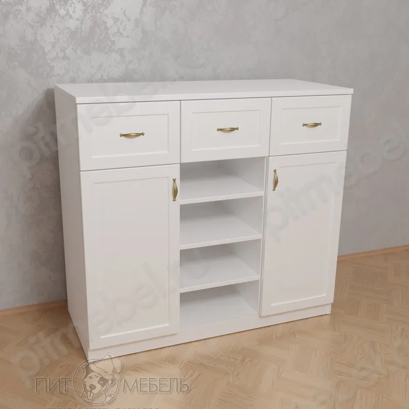 Комод с полками в коридор для обуви цвета макасар фото 1
