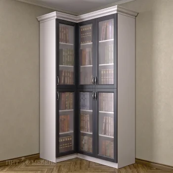 Г-образный книжный шкаф №23 Амадеус графит